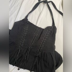 Free people black lace halter top
